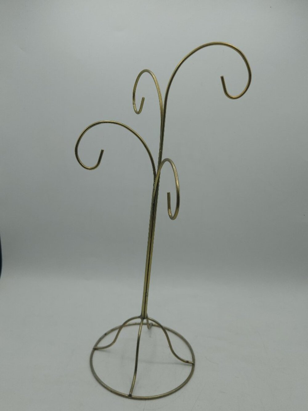Ornament Jewelry Holder Organizer 5 Hangers Gold Tone 14" Tall